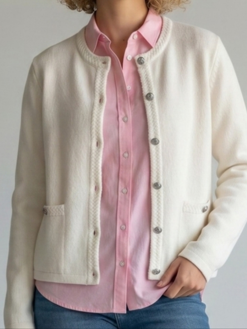 J. Crew NWT White Textured Button Emilie Sweater Jacket M